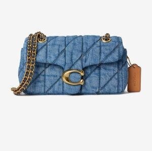 Coach Quilted Denim Crossbody with Brass Chain Tabby 26 Denim